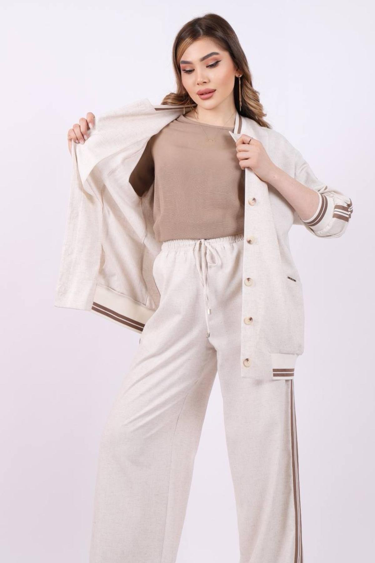 Women jacket, t-shirt and pants set wholesale White color 685791
