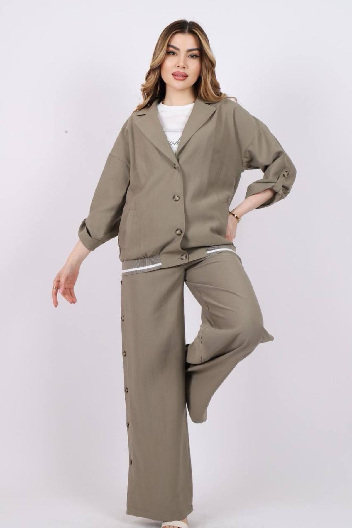 Women jacket, t-shirt and pants set wholesale Gray color 685748