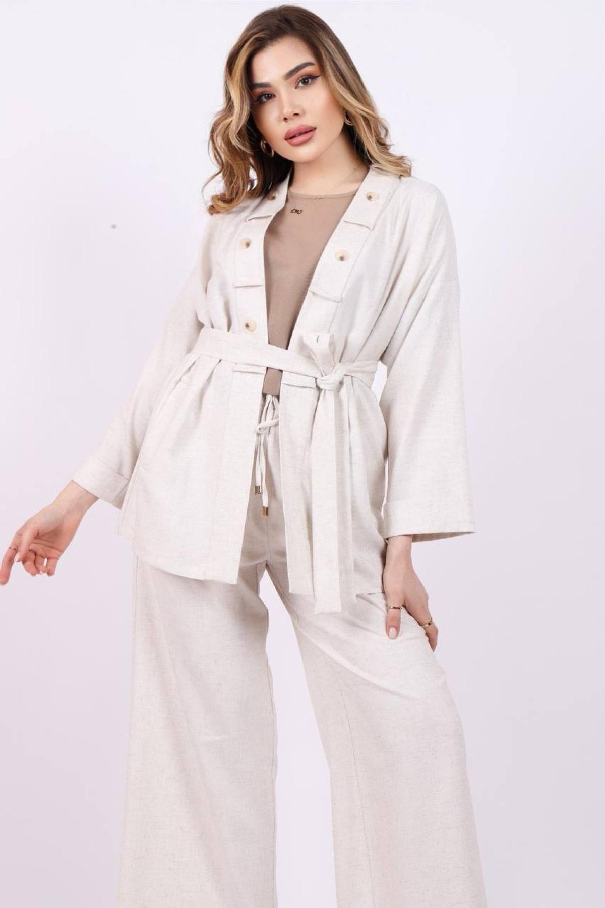 Women jacket, t-shirt and pants set wholesale White color 685754