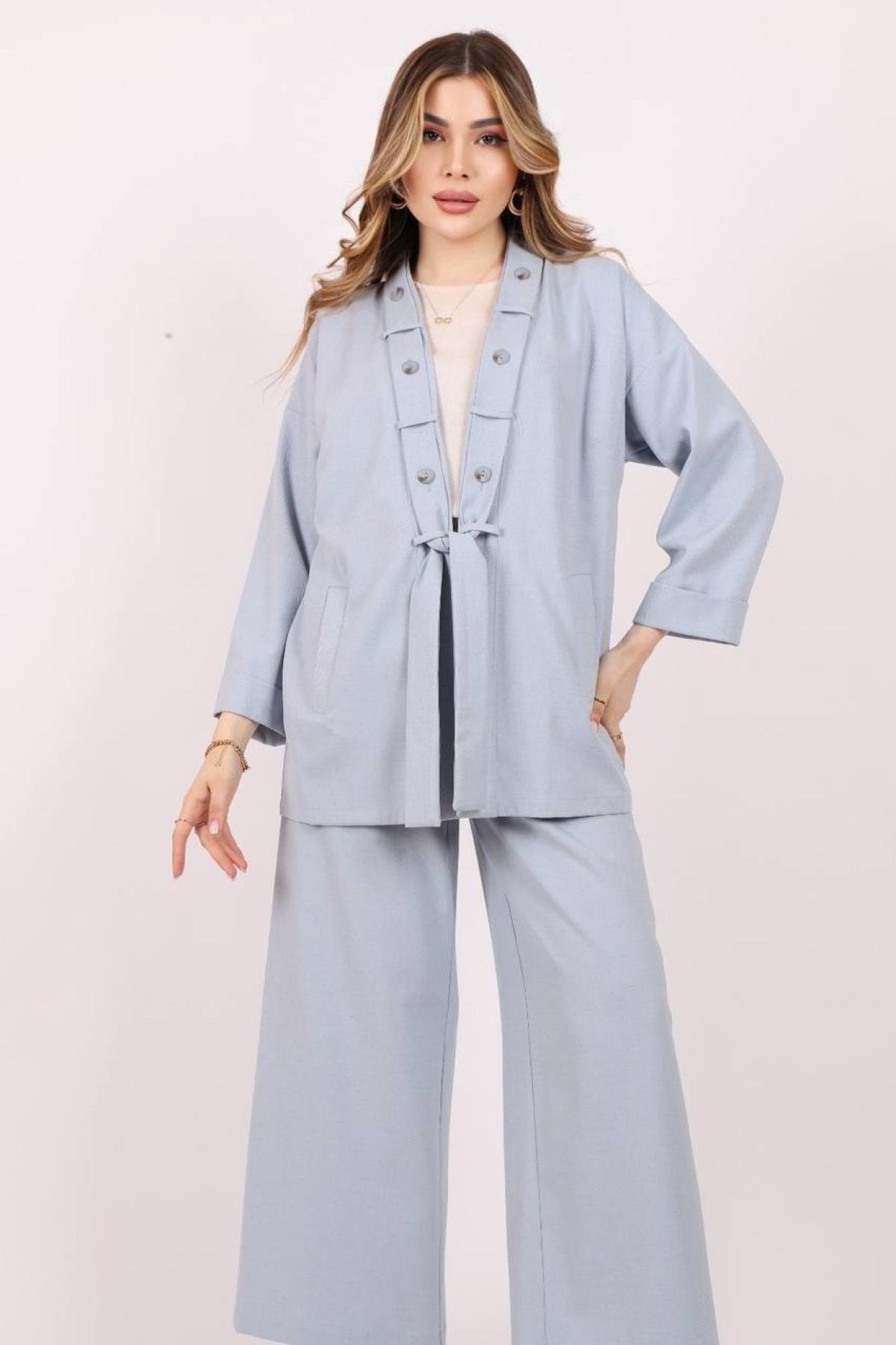 Women jacket, t-shirt and pants set wholesale Light Blue color 685755