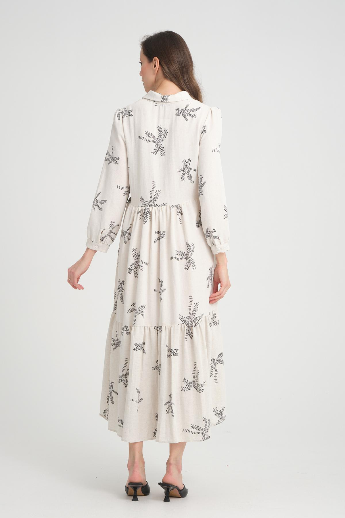 Women linen maxi dress wholesale White color 693912