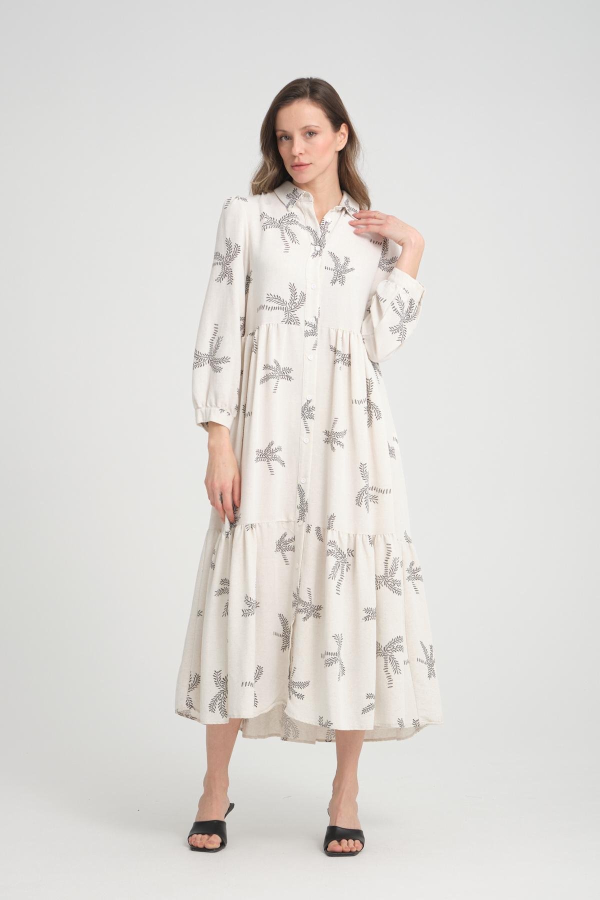 Women linen maxi dress wholesale White color 693912