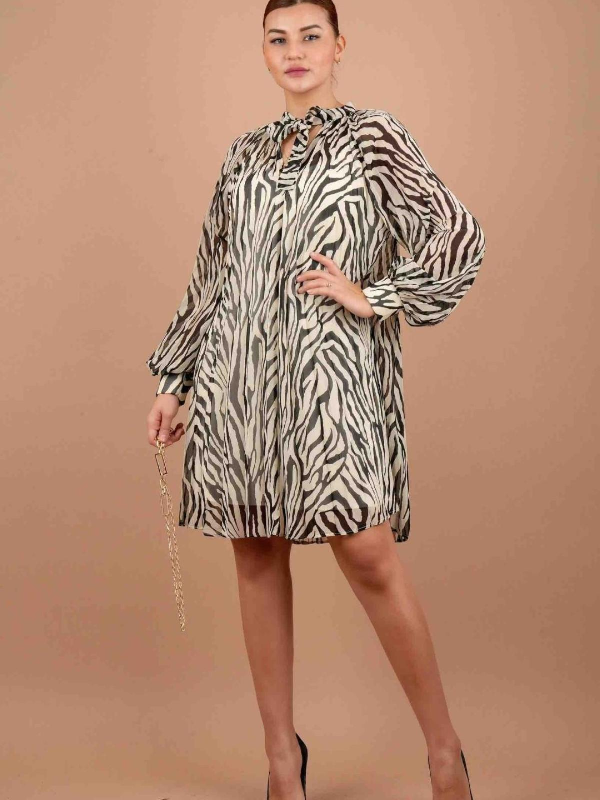Women long-sleeve chiffon mini dress wholesale Black color 669268