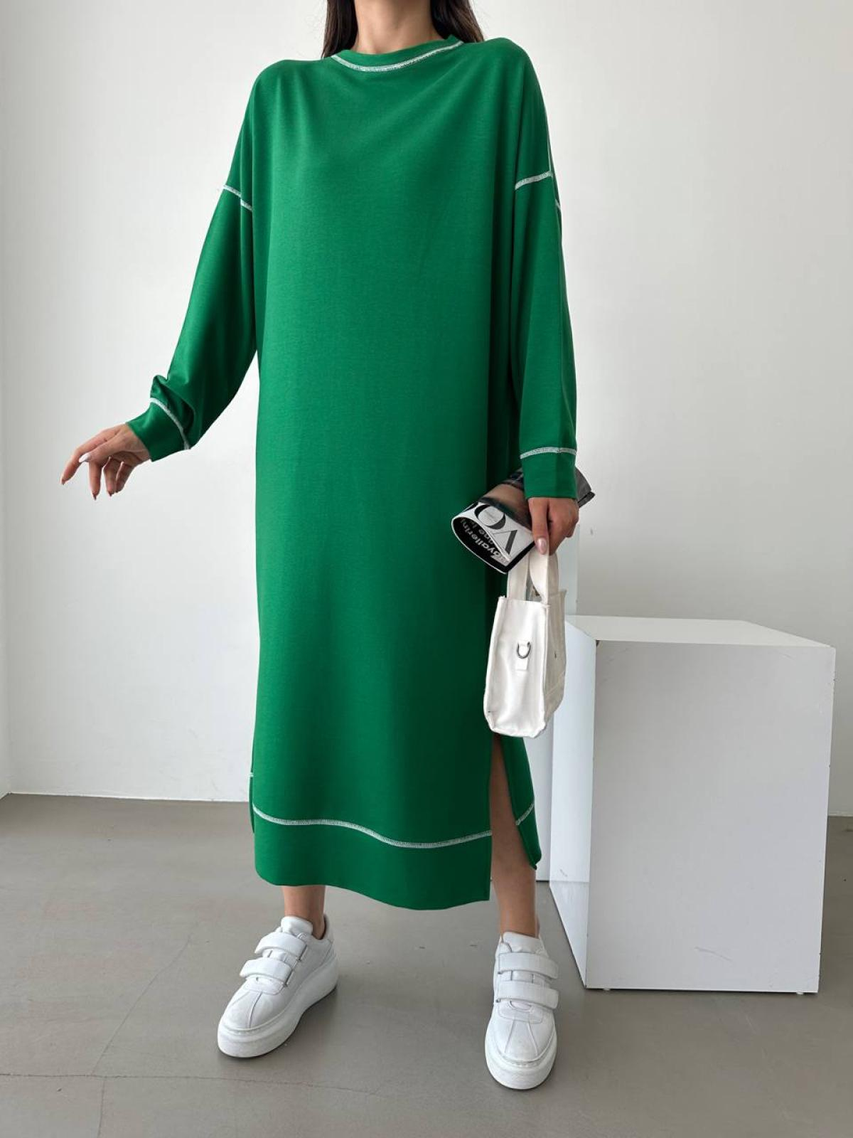 Women long-sleeve midi dress wholesale Green color