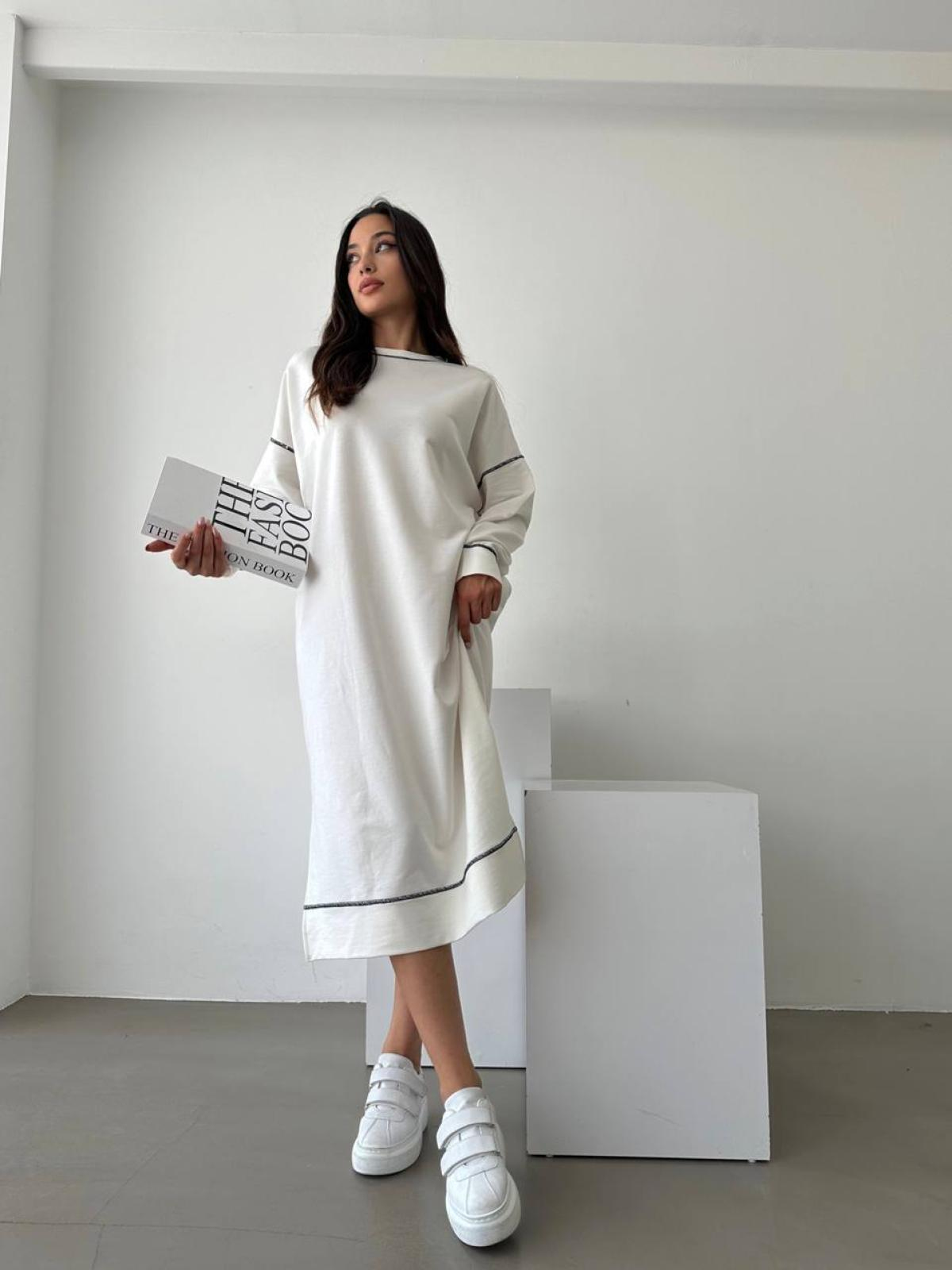 Women long-sleeve midi dress wholesale White color