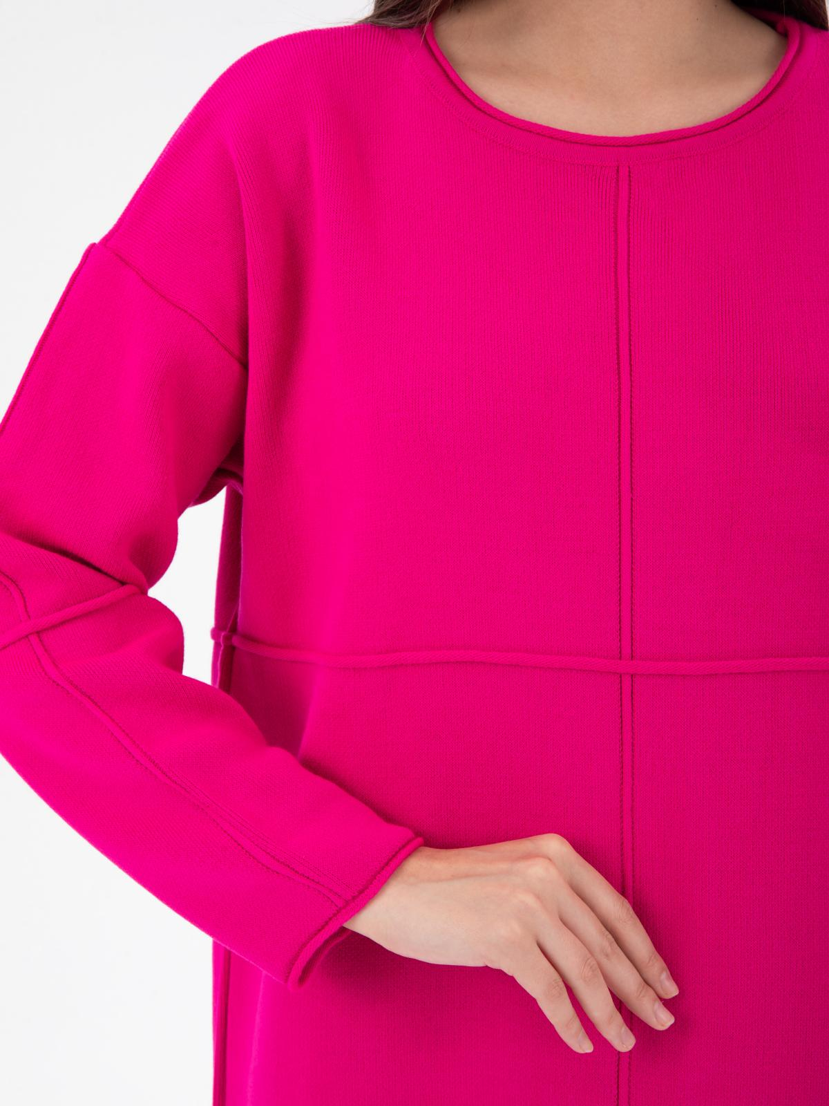 Women long sleeve midi dress wholesale Fuchsia color