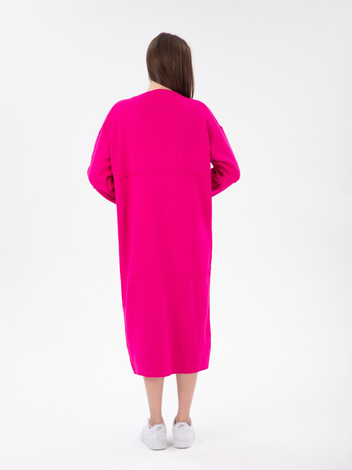 Women long sleeve midi dress wholesale Fuchsia color