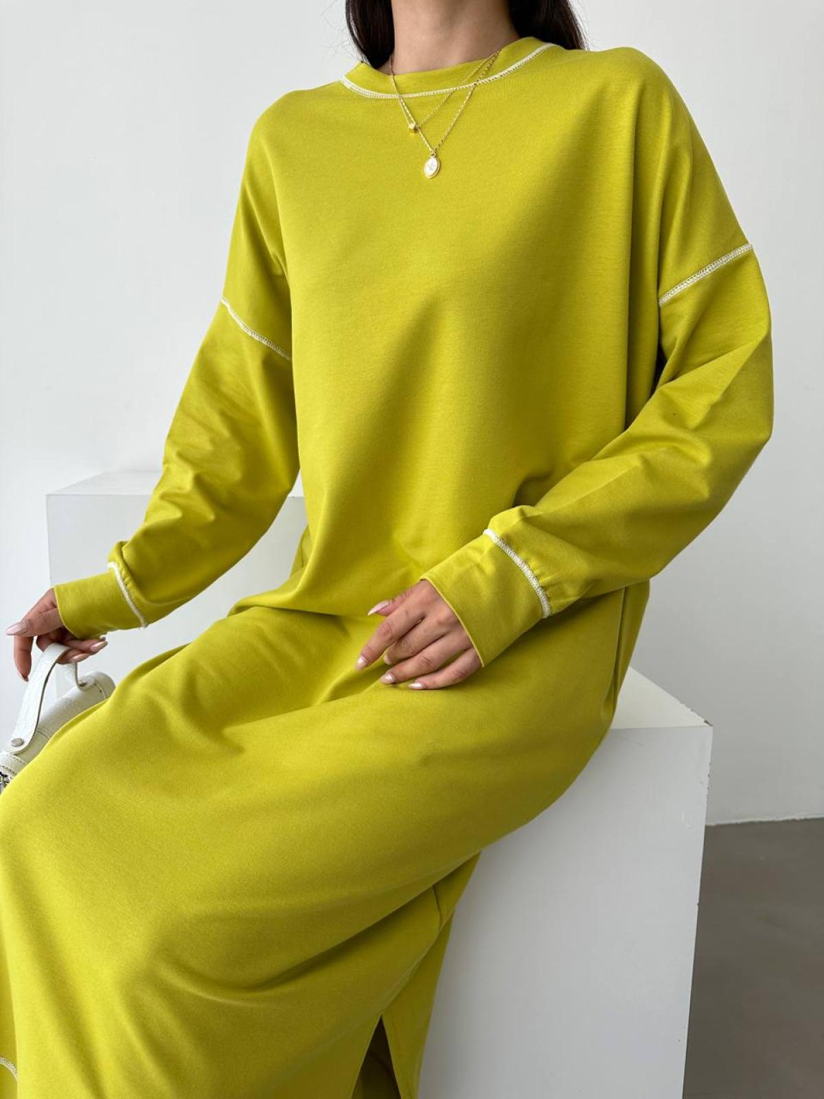 Women long-sleeve midi dress wholesale Mustard color
