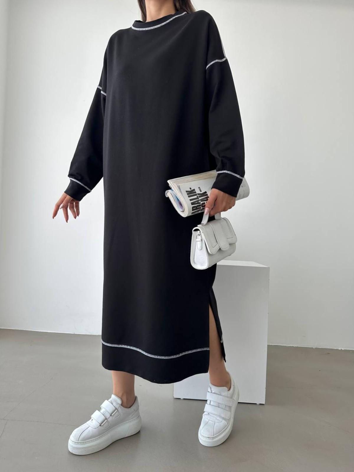 Women long-sleeve midi dress wholesale Black color