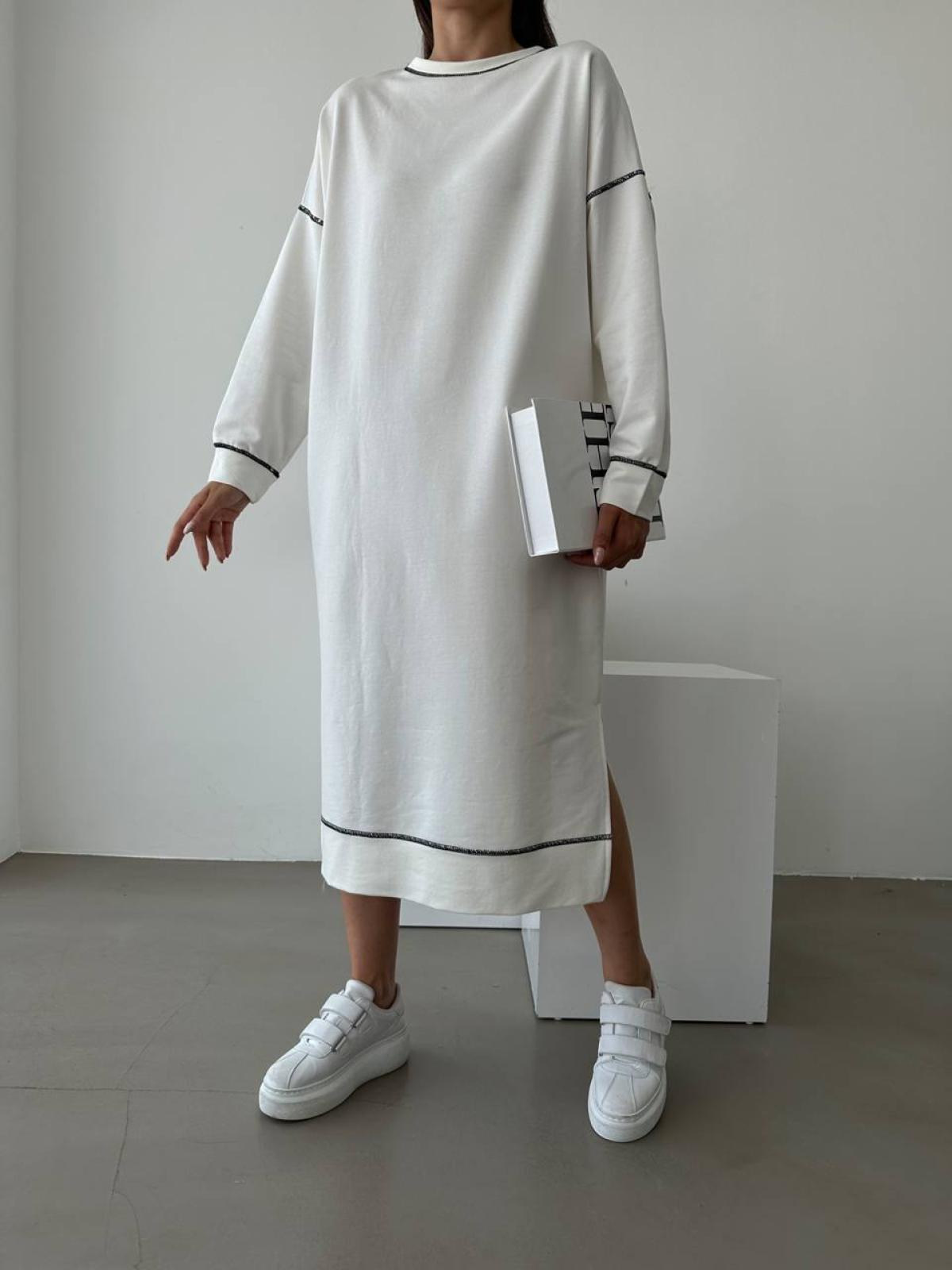 Women long-sleeve midi dress wholesale White color
