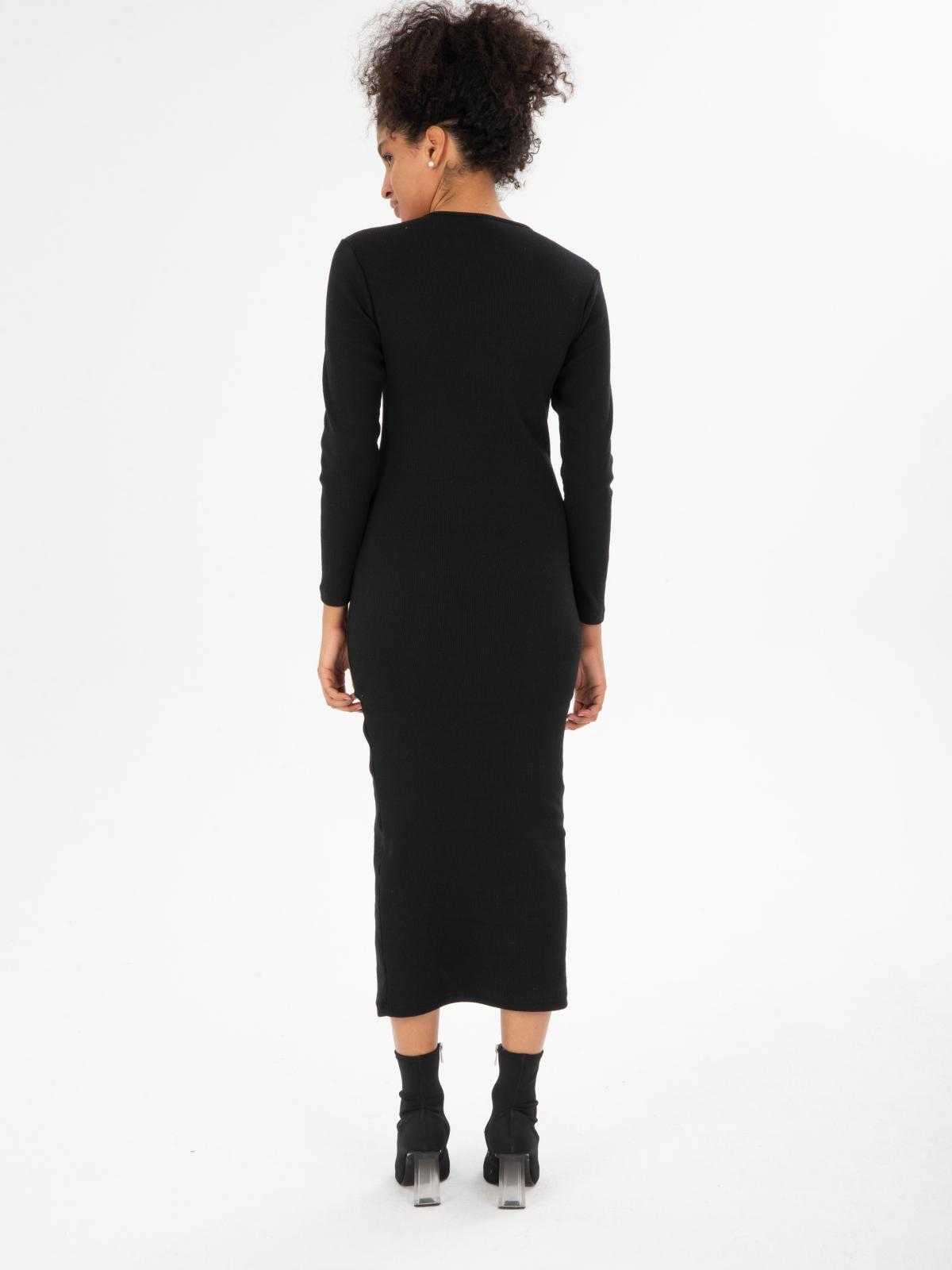 Women long-sleeve midi dress  wholesale Black color