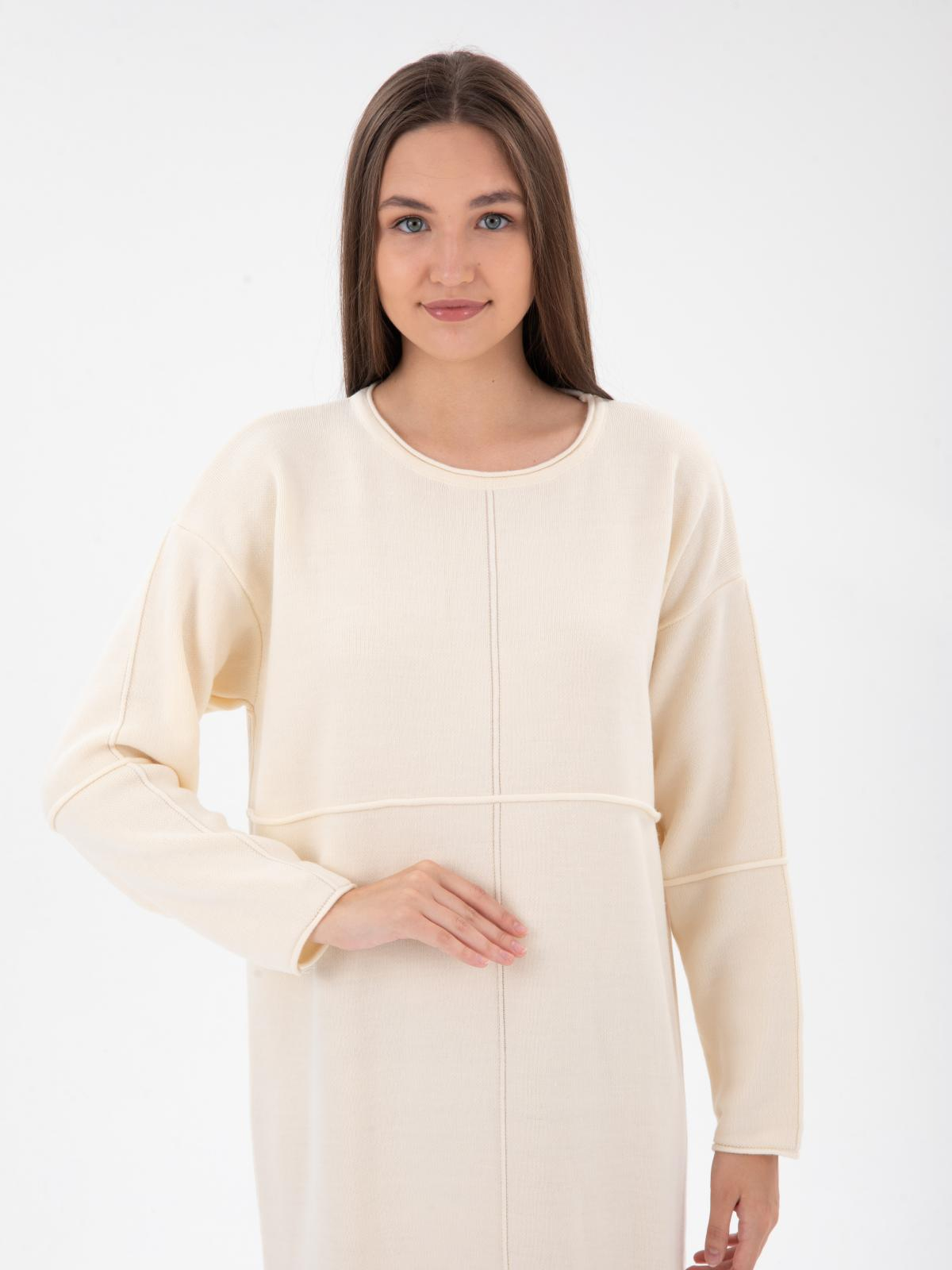 Women long sleeve midi dress wholesale Cream color