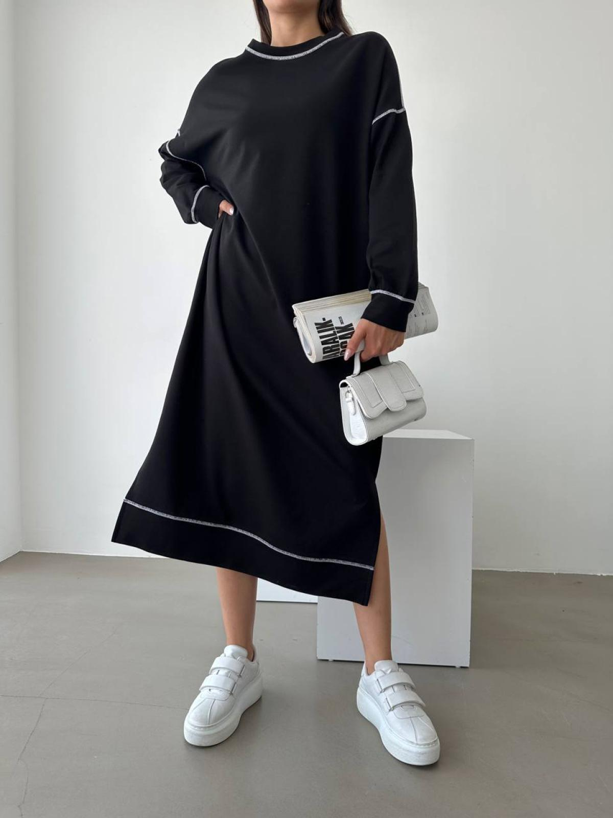 Women long-sleeve midi dress wholesale Black color