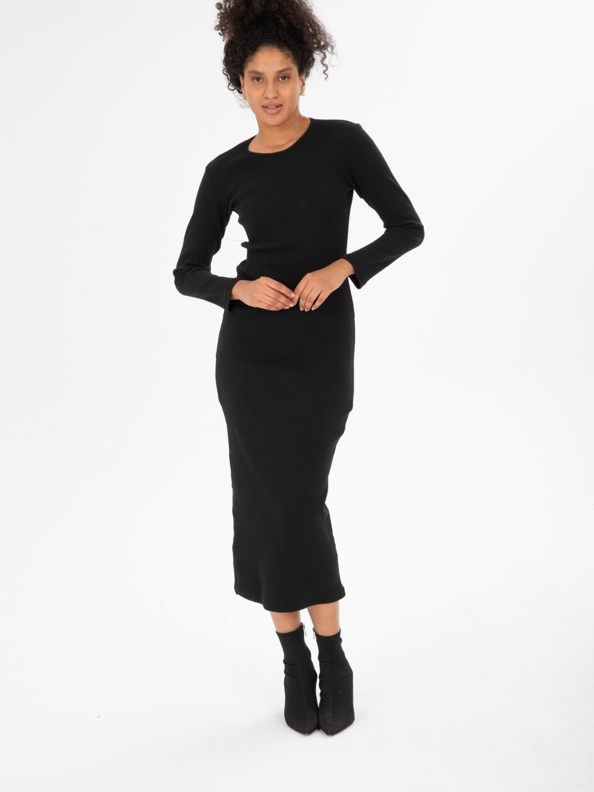 Women long-sleeve midi dress  wholesale Black color