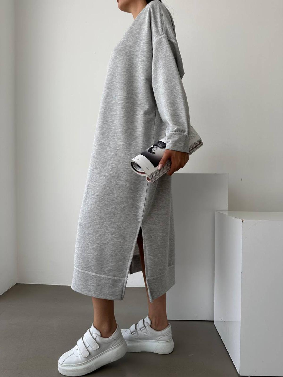 Women long-sleeve midi dress wholesale Gray color