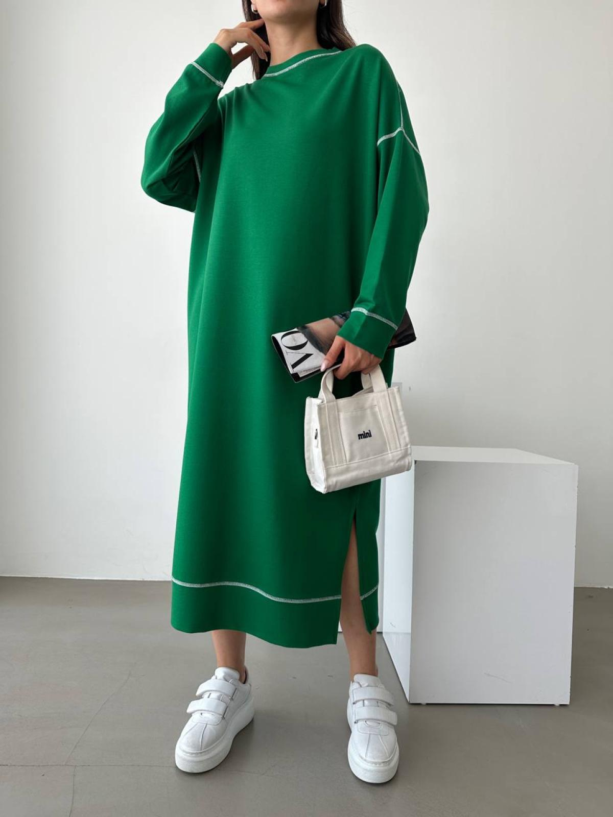 Women long-sleeve midi dress wholesale Green color