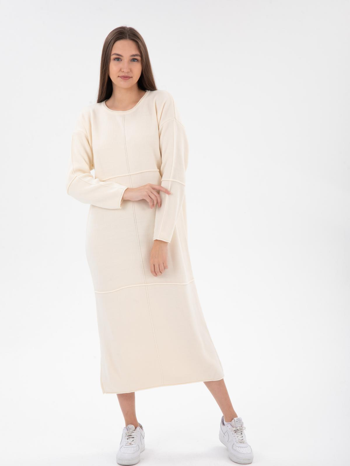 Women long sleeve midi dress wholesale Cream color