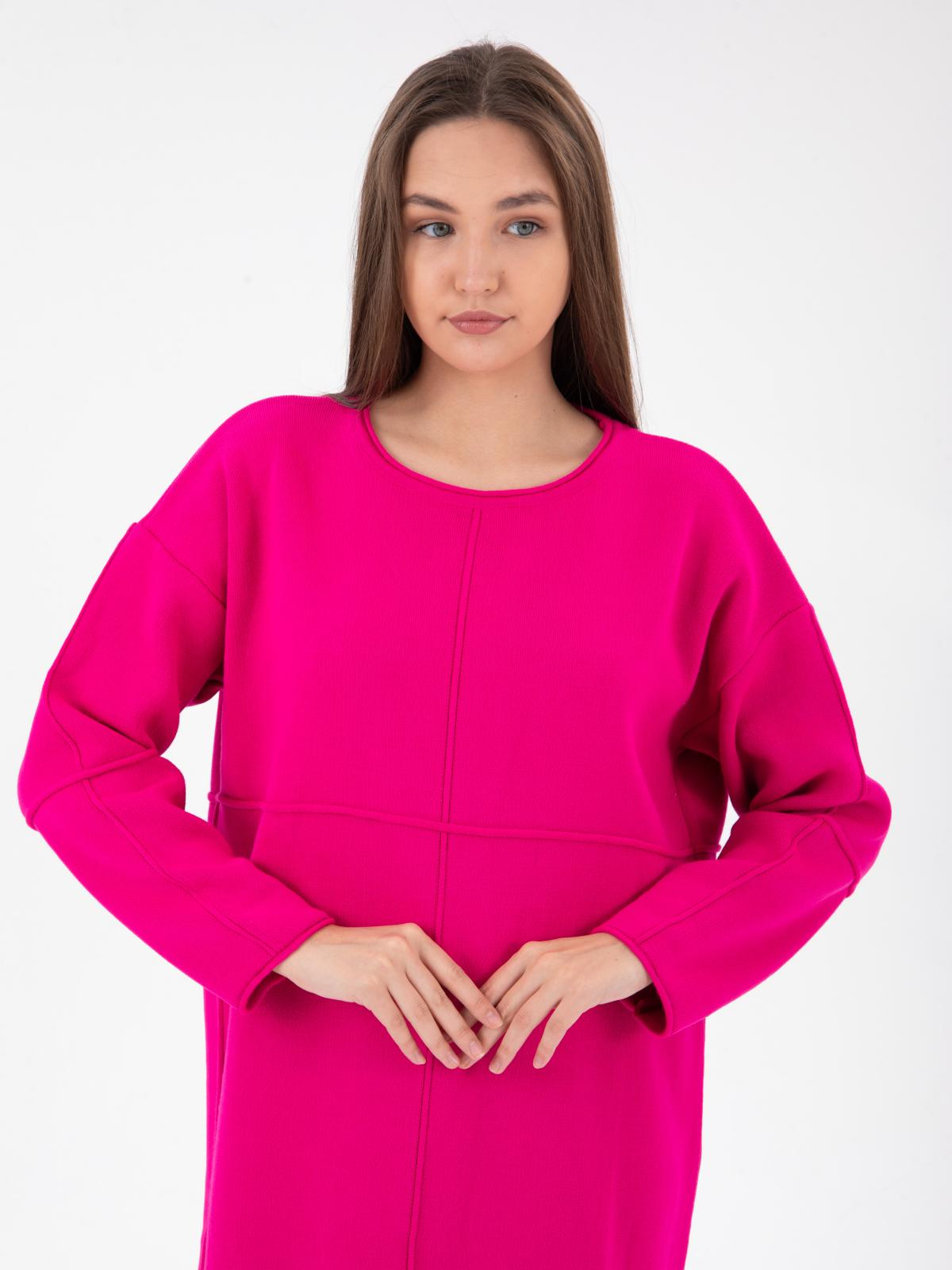 Women long sleeve midi dress wholesale Fuchsia color