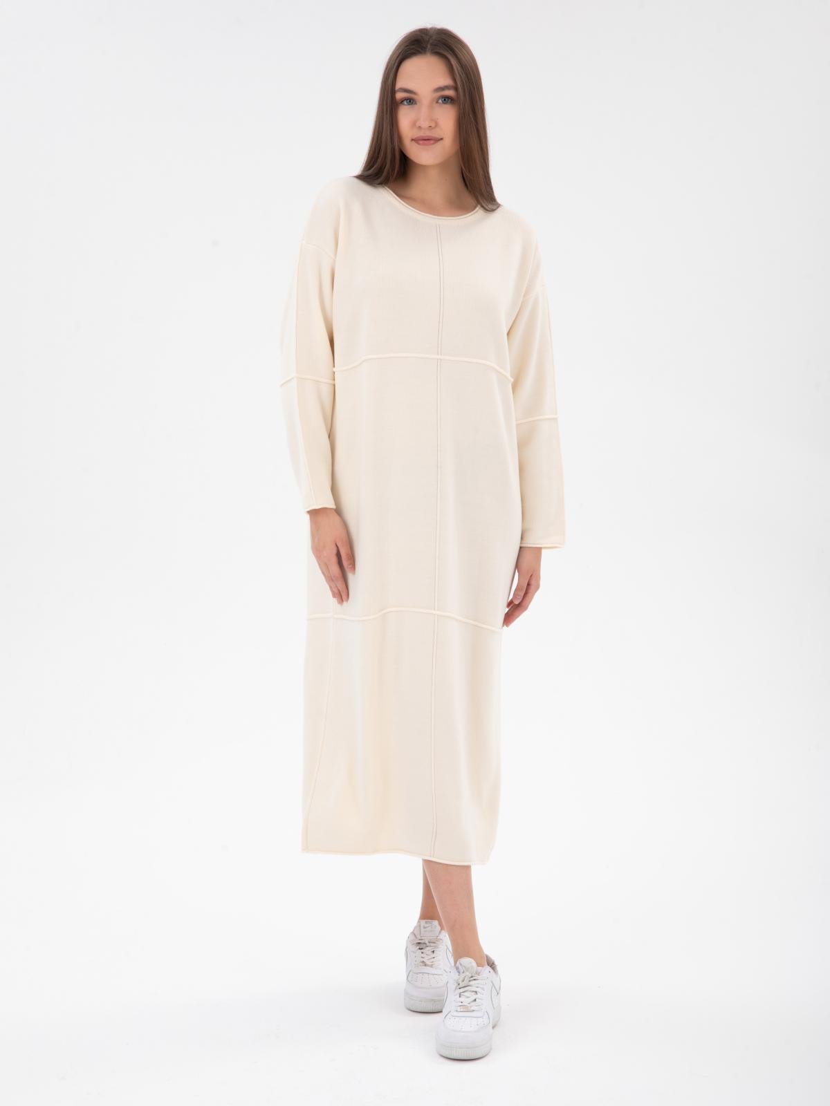 Women long sleeve midi dress wholesale Cream color