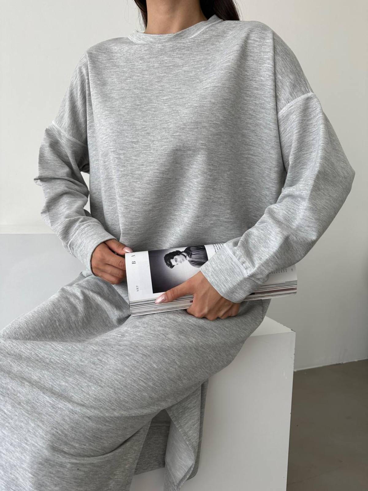 Women long-sleeve midi dress wholesale Gray color
