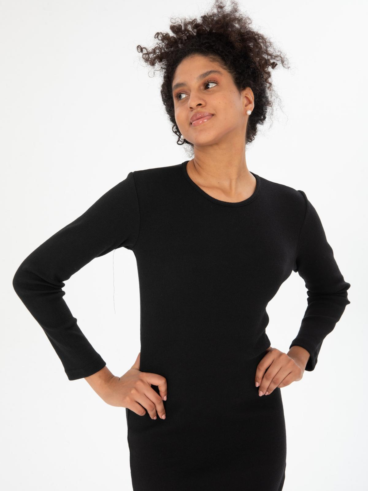 Women long-sleeve midi dress  wholesale Black color