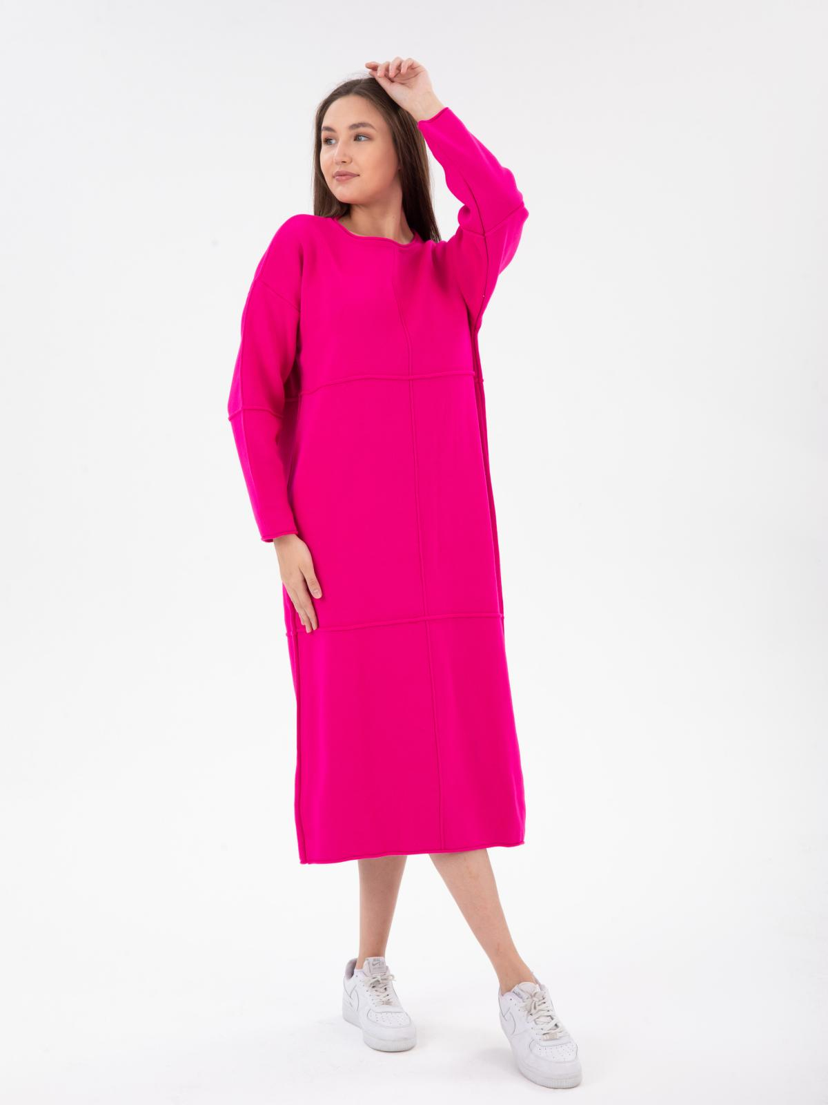 Women long sleeve midi dress wholesale Fuchsia color