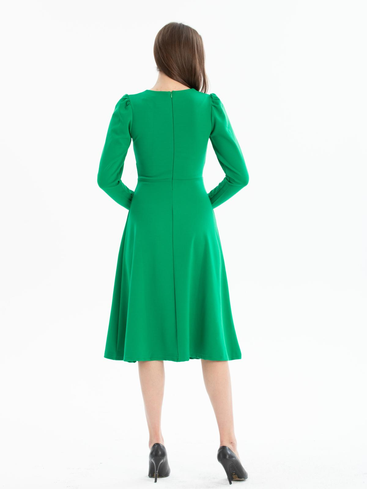 Women long-sleeve square-neck midi dress wholesale Green color