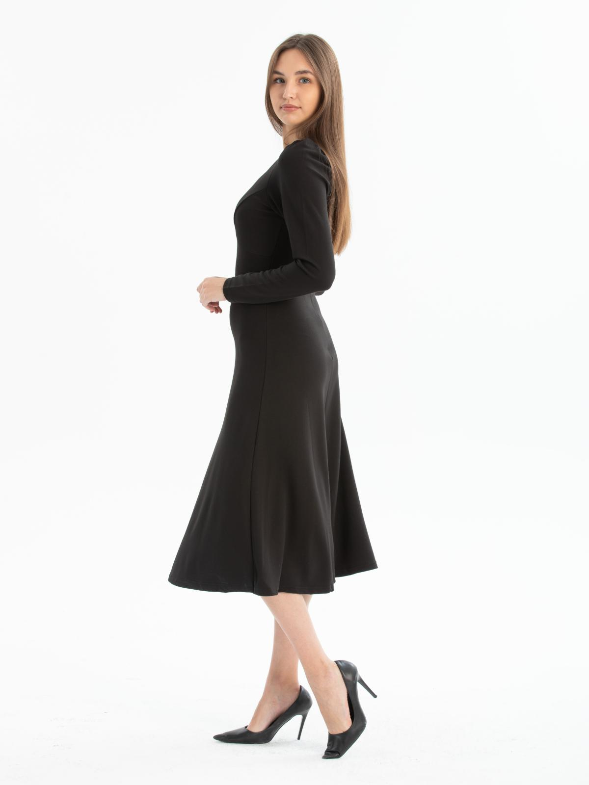 Women long-sleeve square-neck midi dress  wholesale Black color