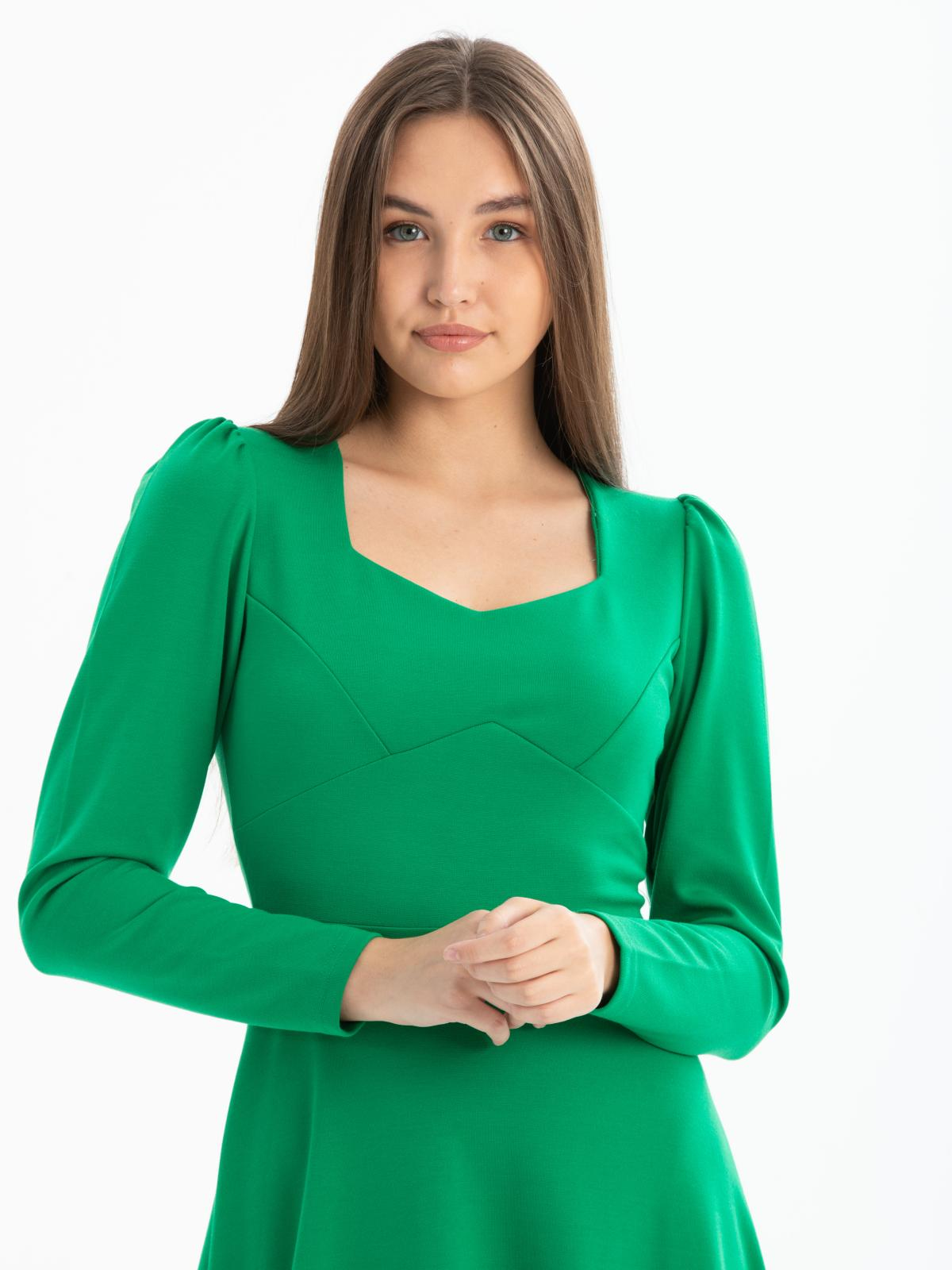 Women long-sleeve square-neck midi dress wholesale Green color