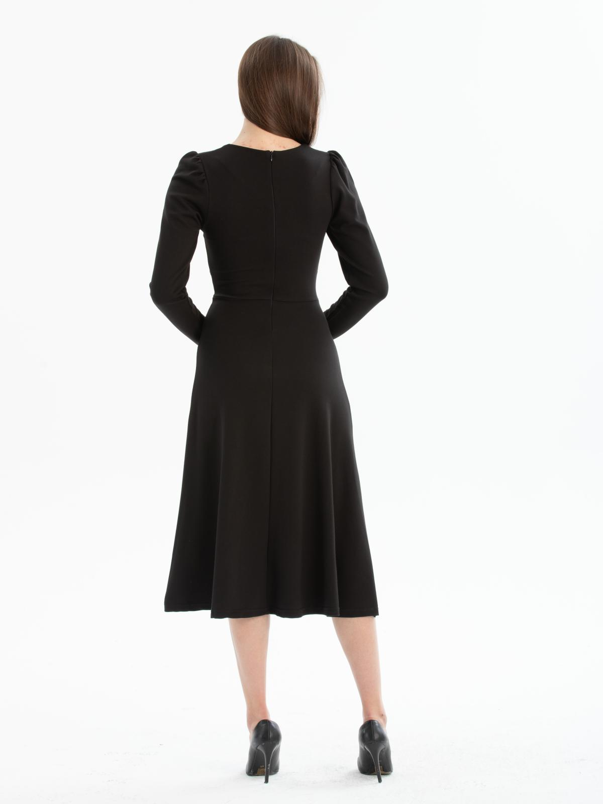 Women long-sleeve square-neck midi dress Big size wholesale Black color