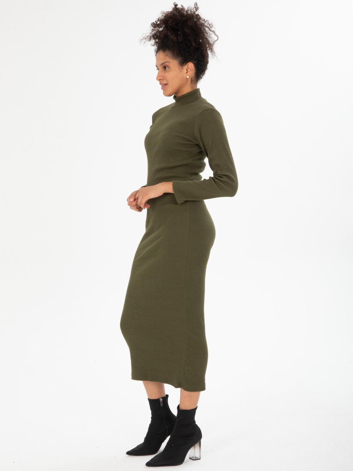 Women long-sleeve turtleneck midi dress  wholesale Khaki color