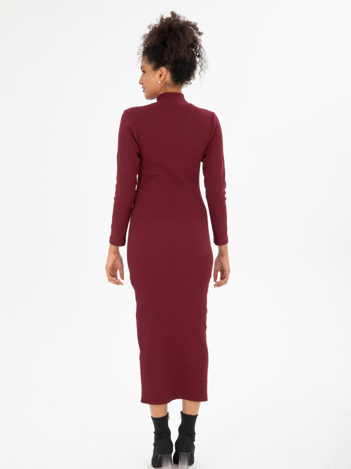 Women long-sleeve turtleneck midi dress  wholesale Purple Red color