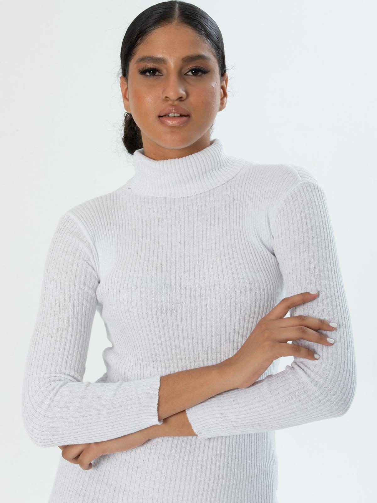 Women long-sleeve turtleneck mini dress  wholesale white color
