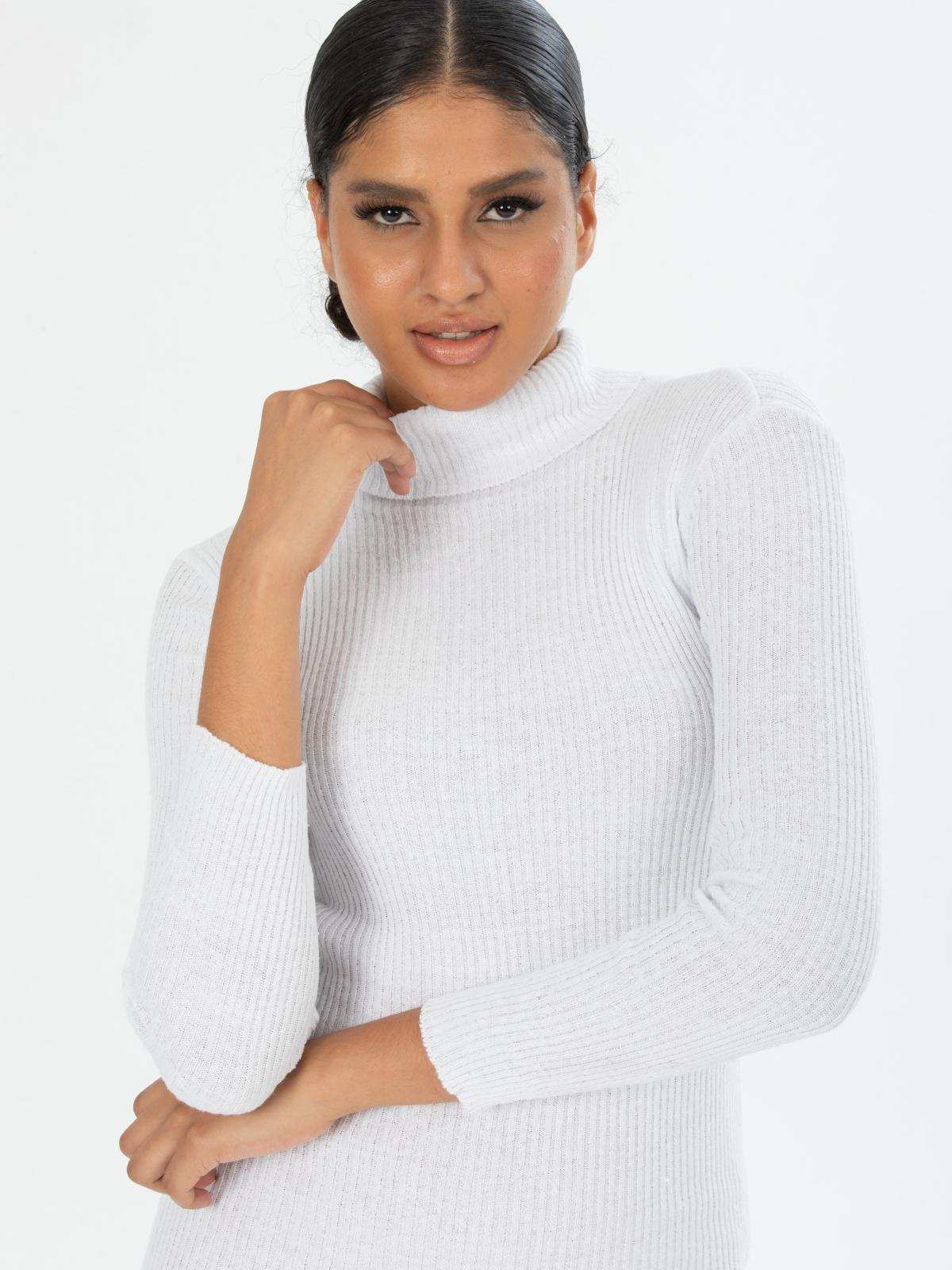 Women long-sleeve turtleneck mini dress  wholesale white color