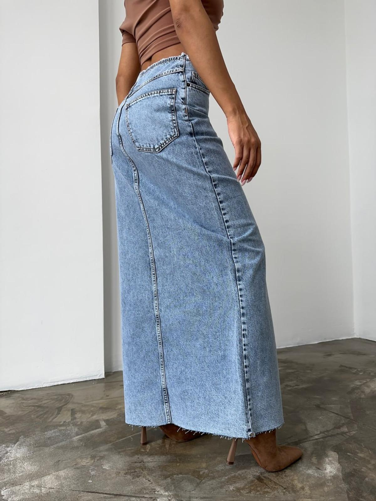 Women maxi denim skirt sweatshirt wholesale Blue color