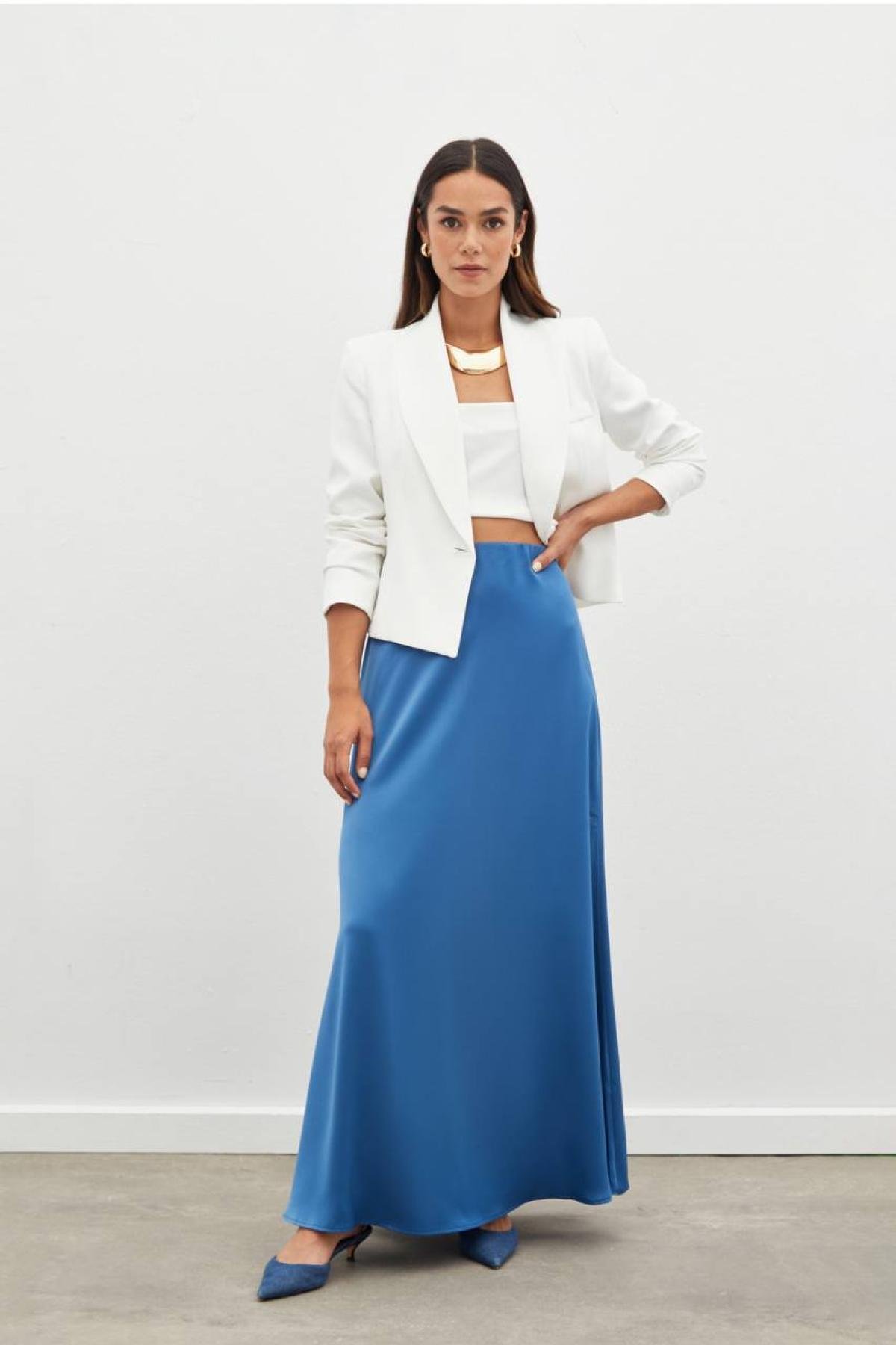 Women maxi skirt wholesale Blue color 700779
