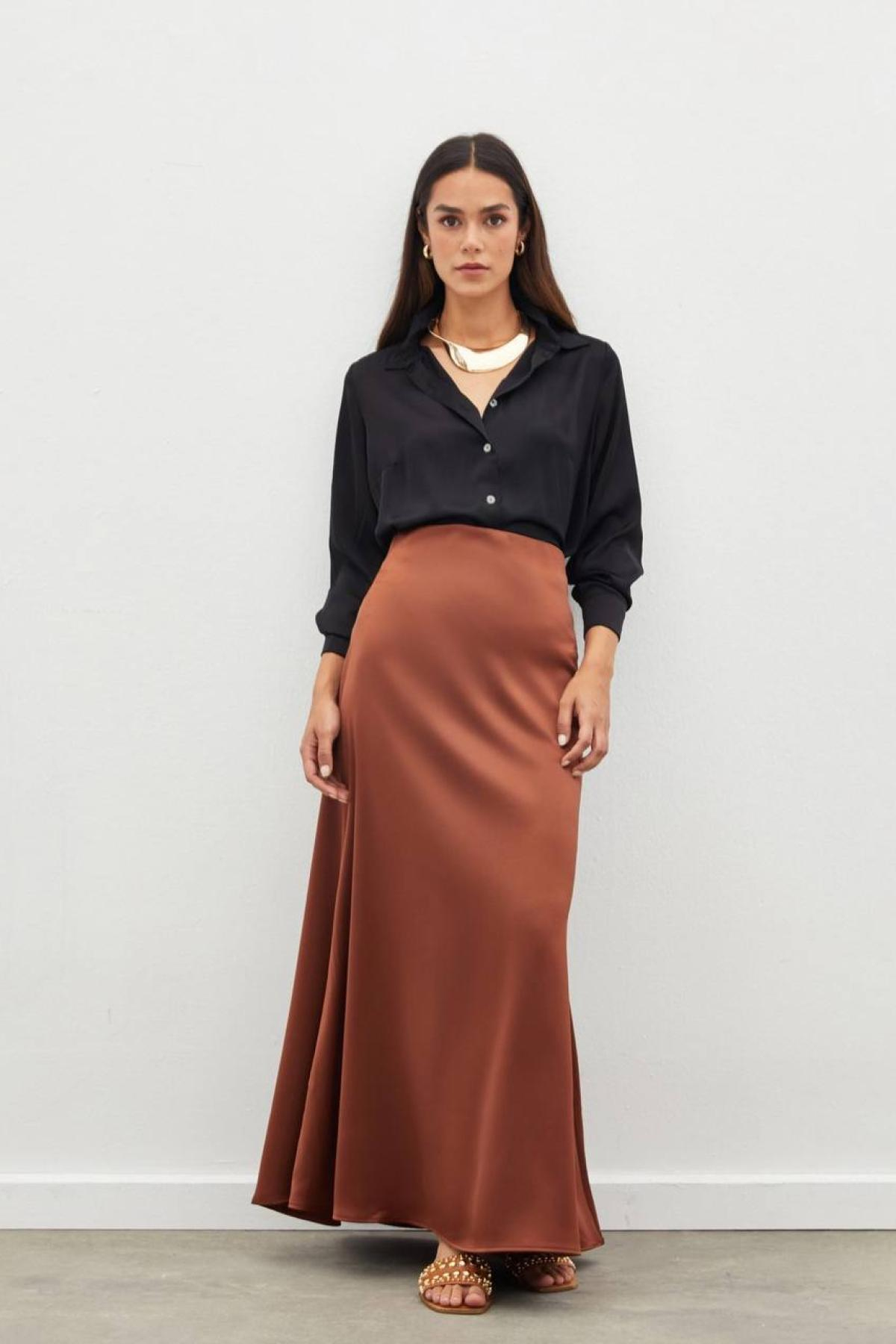 Women maxi skirt wholesale Brown color 700781