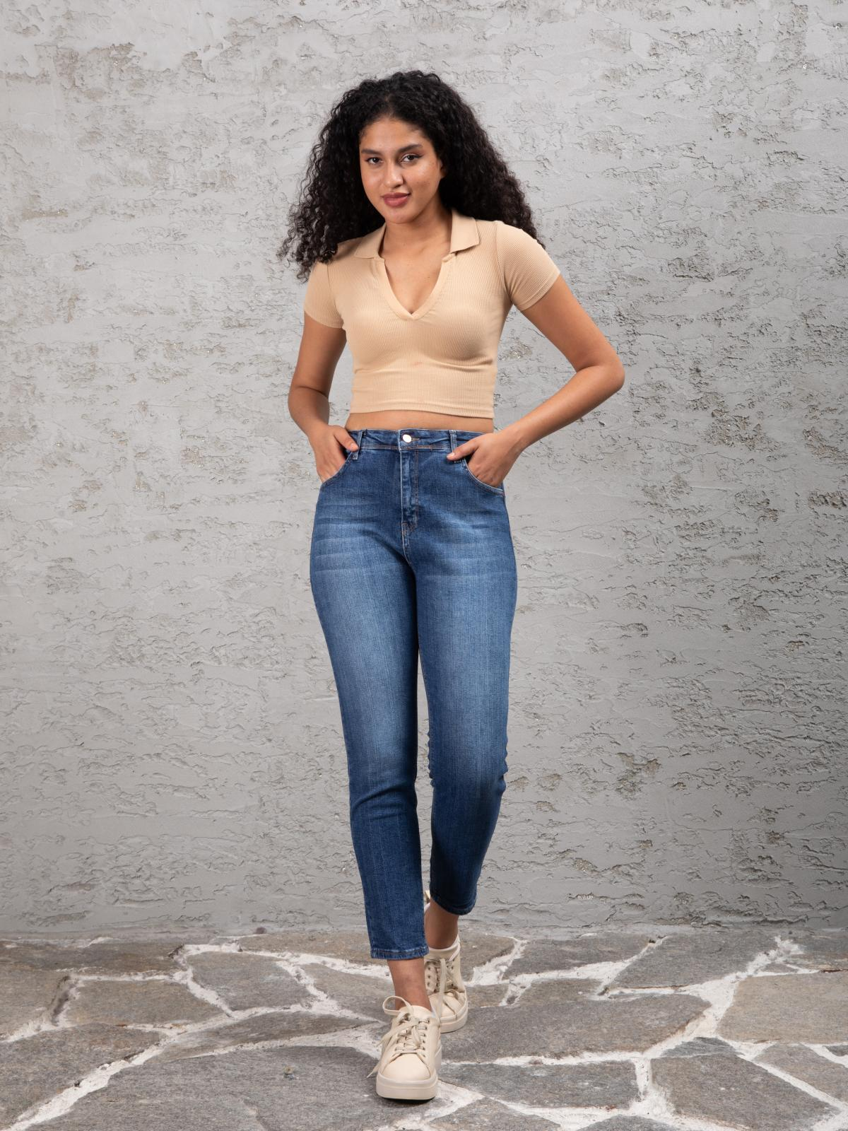 Women mom jeans wholesale Blue color 674014
