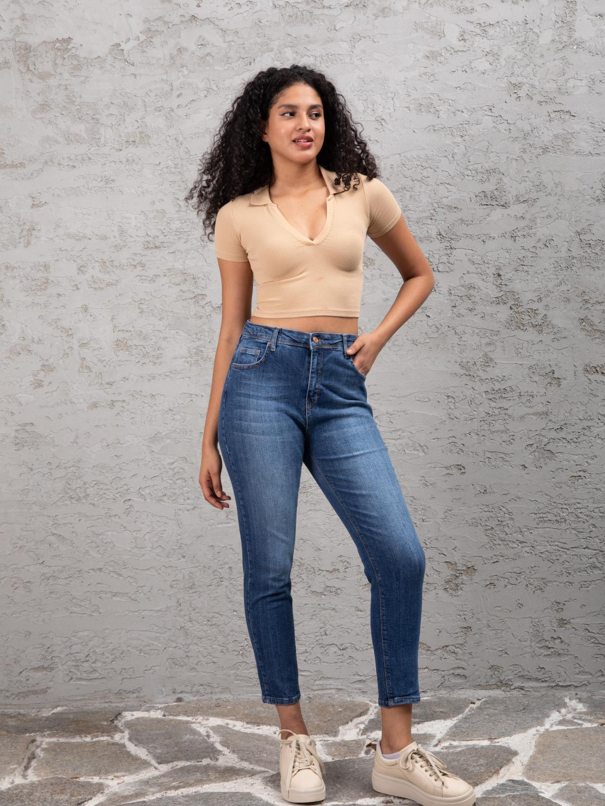 Women mom jeans wholesale Blue color 674014