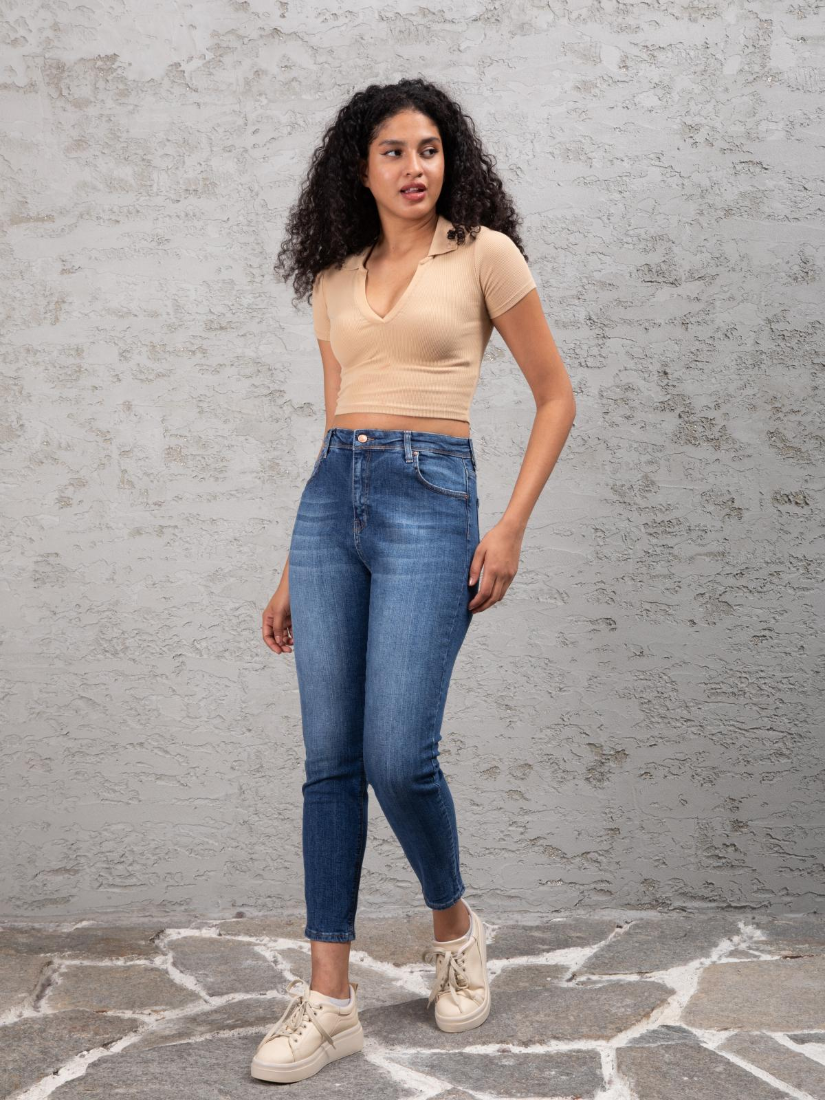 Women mom jeans wholesale Blue color 674014