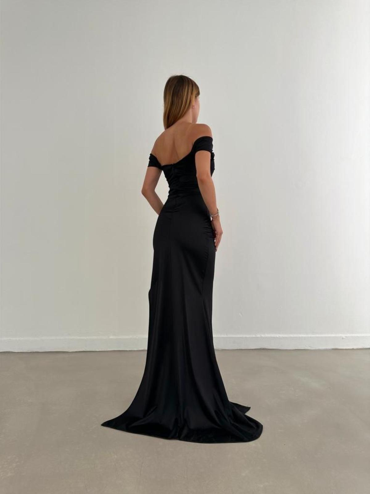 Women off-the-shoulder evening dress wholesale  Black color 668810