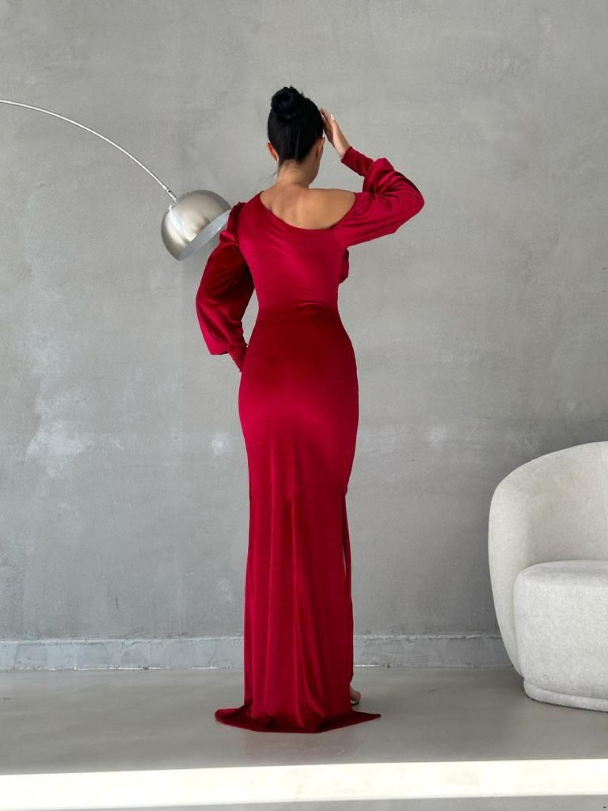Women one-open-shoulder evening dress wholesale Red color 668804