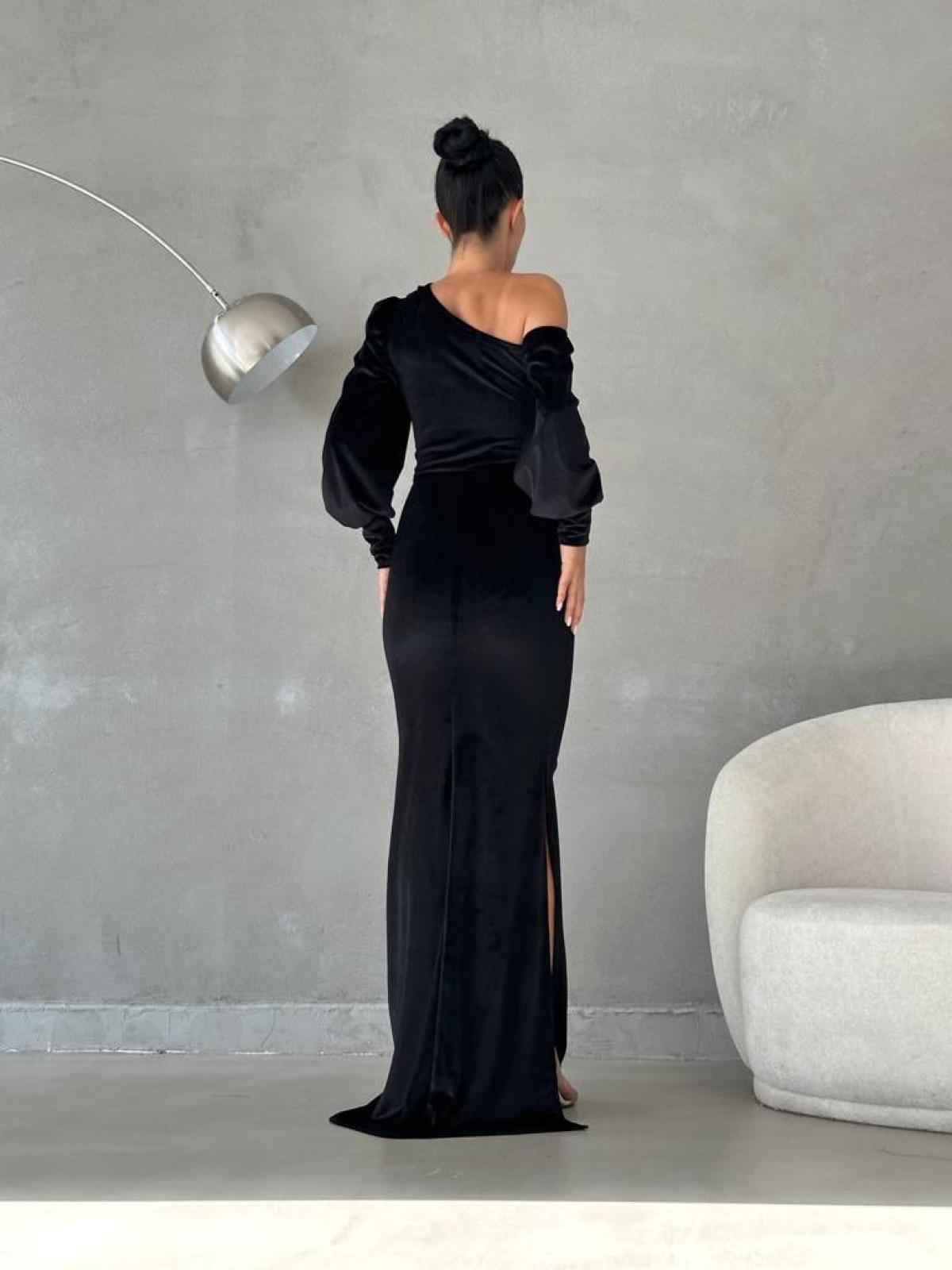 Women one-open-shoulder evening dress wholesale Black color 668800
