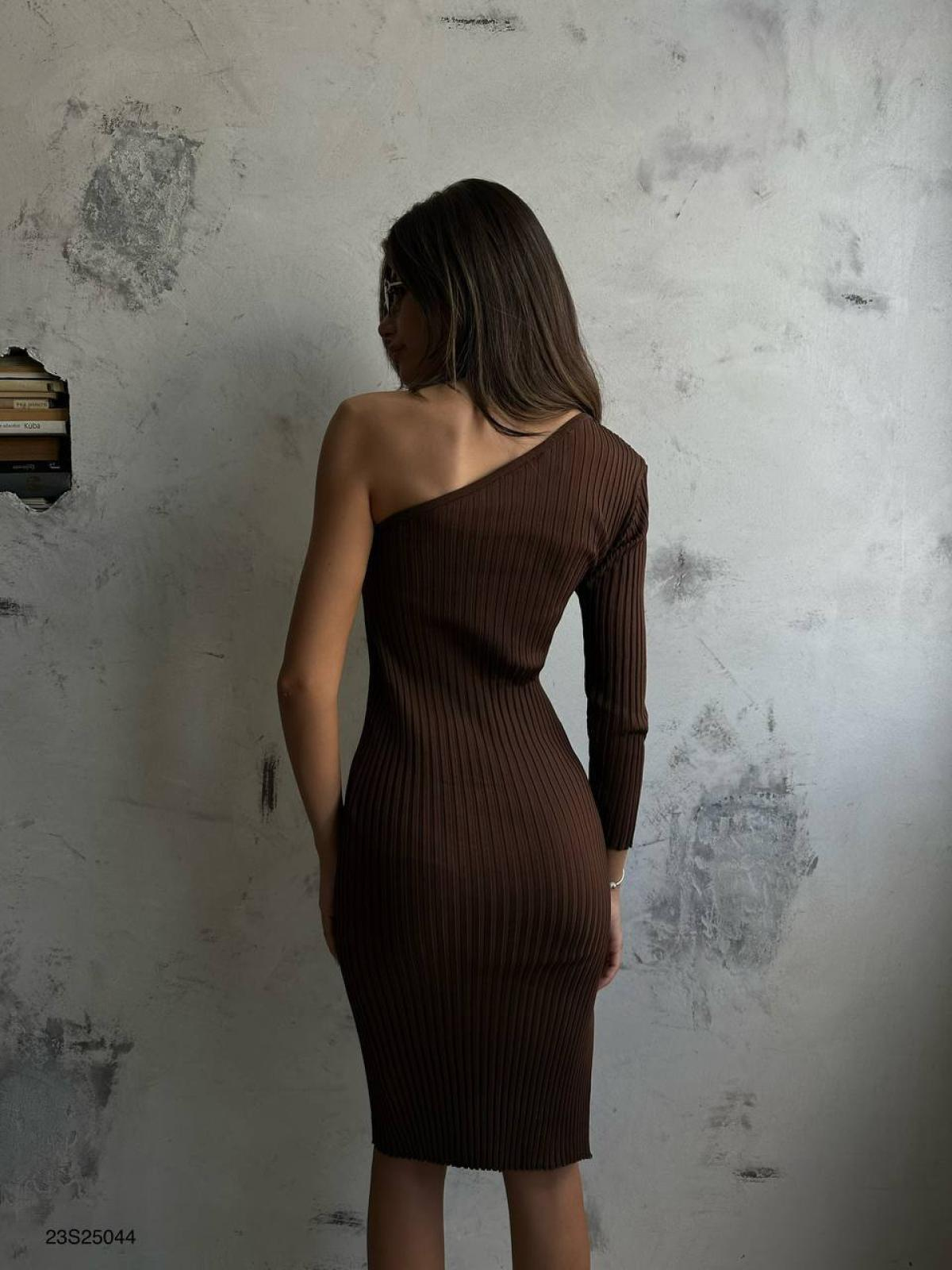Women one-shoulder mini dress wholesale Brown color 669087