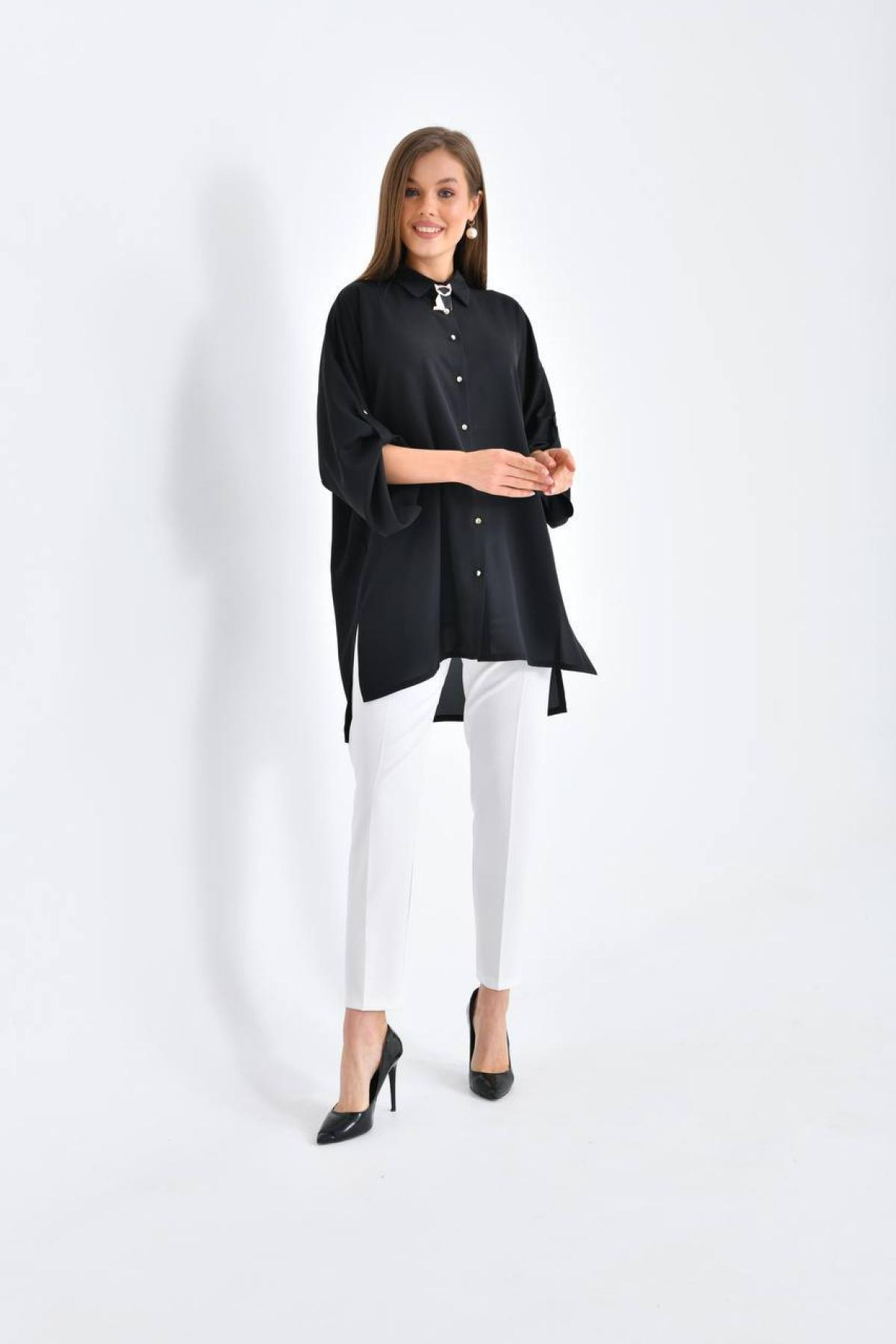 Women oversize shirt tunic wholesale Black color 697323