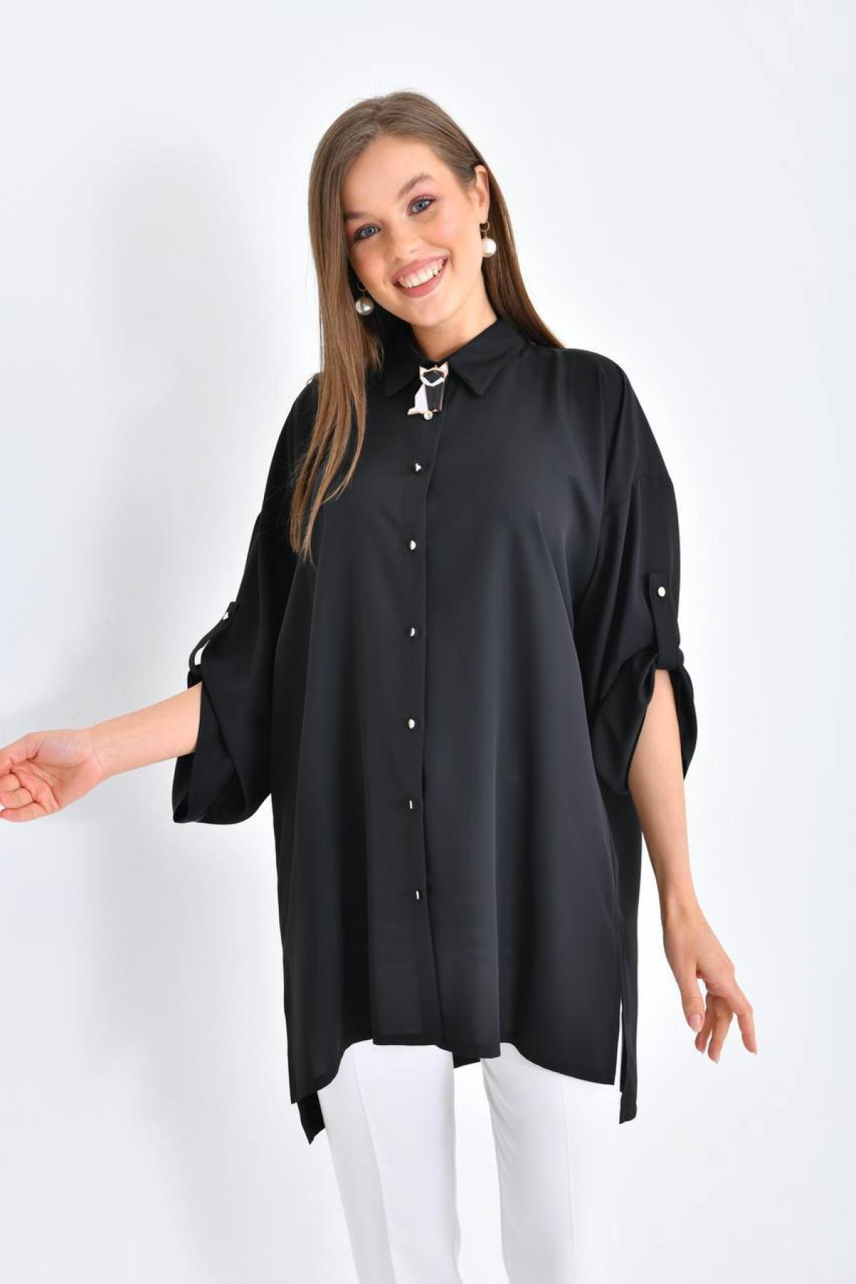 Women oversize shirt tunic wholesale Black color 697323
