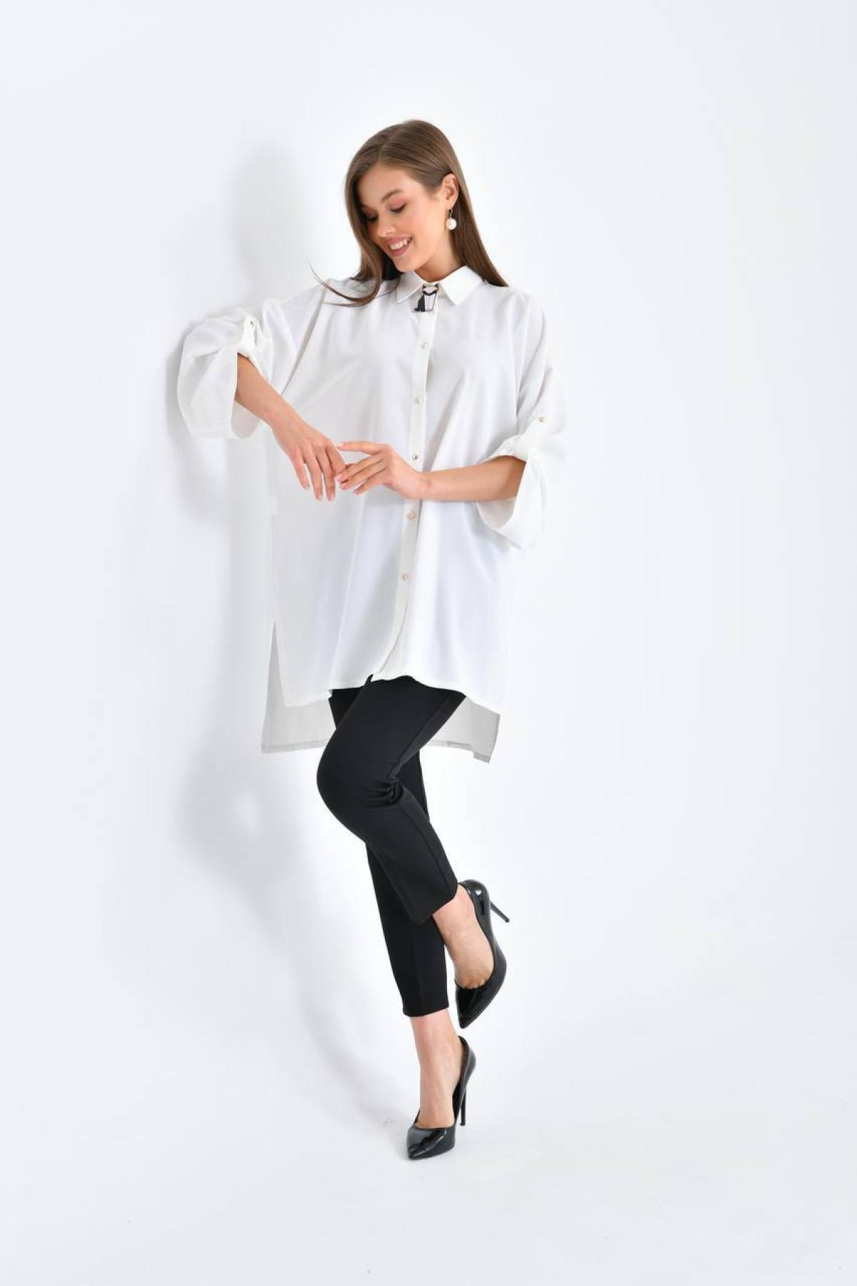 Women oversize shirt tunic wholesale White color 697324