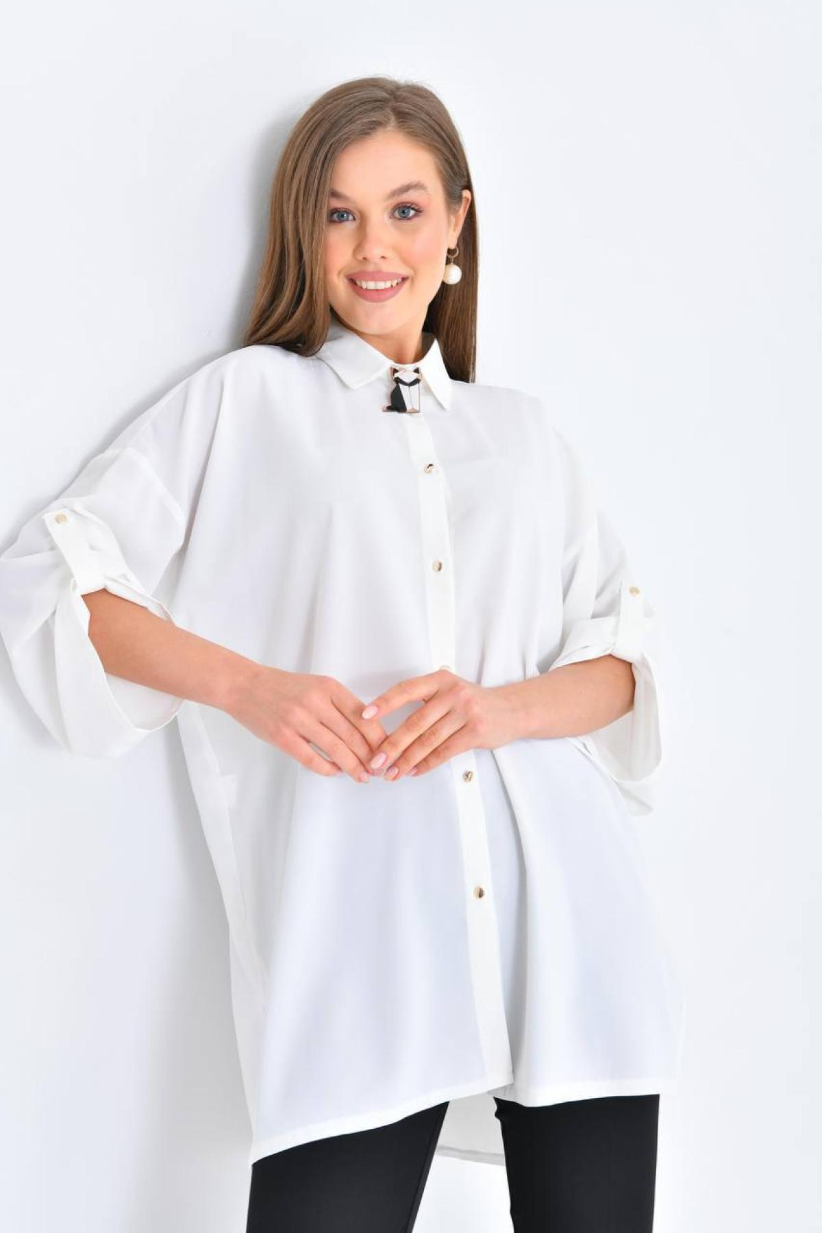 Women oversize shirt tunic wholesale White color 697324