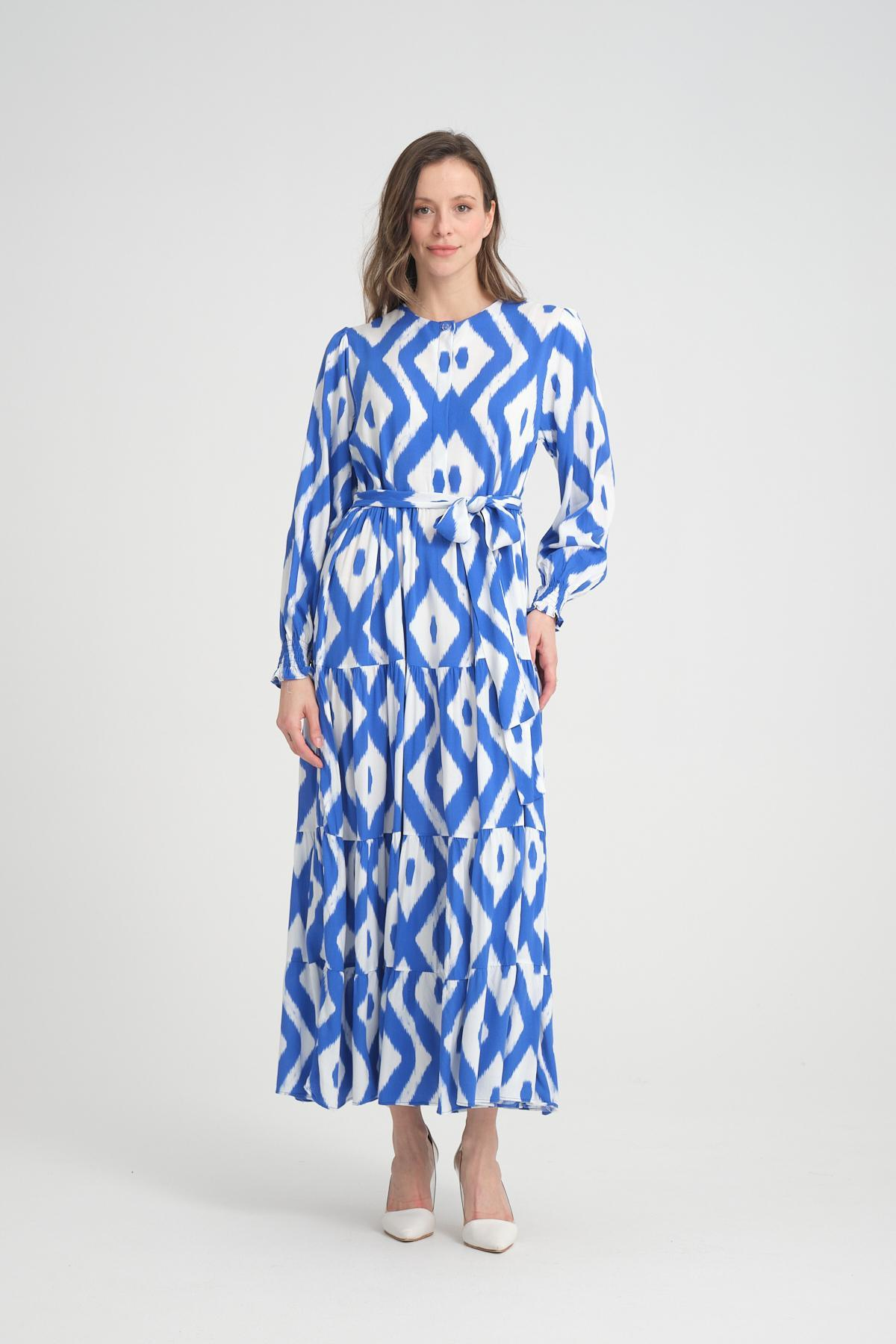 Women patterned maxi dress wholesale Blue color 693914