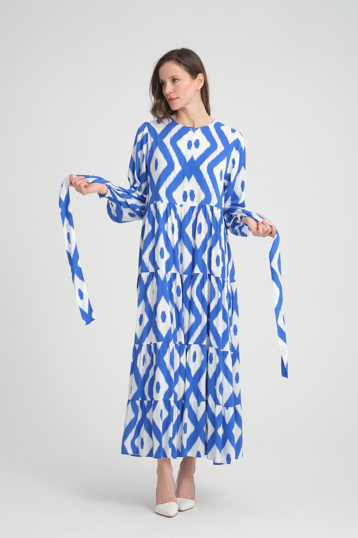 Women patterned maxi dress wholesale Blue color 693914